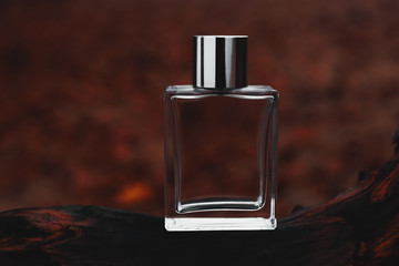 perfume on a red natural background