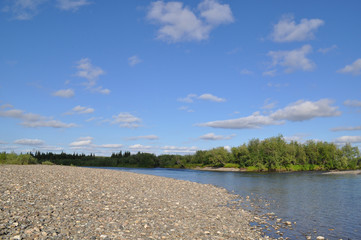 River landscape in the polar Urals.