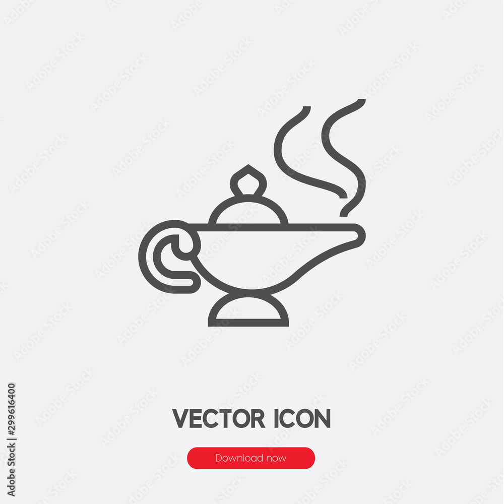 Poster magic lamp icon vector. linear style sign for mobile concept and web design. magic lamp symbol illus