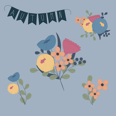 Vector illustration with colorful autumn flowers