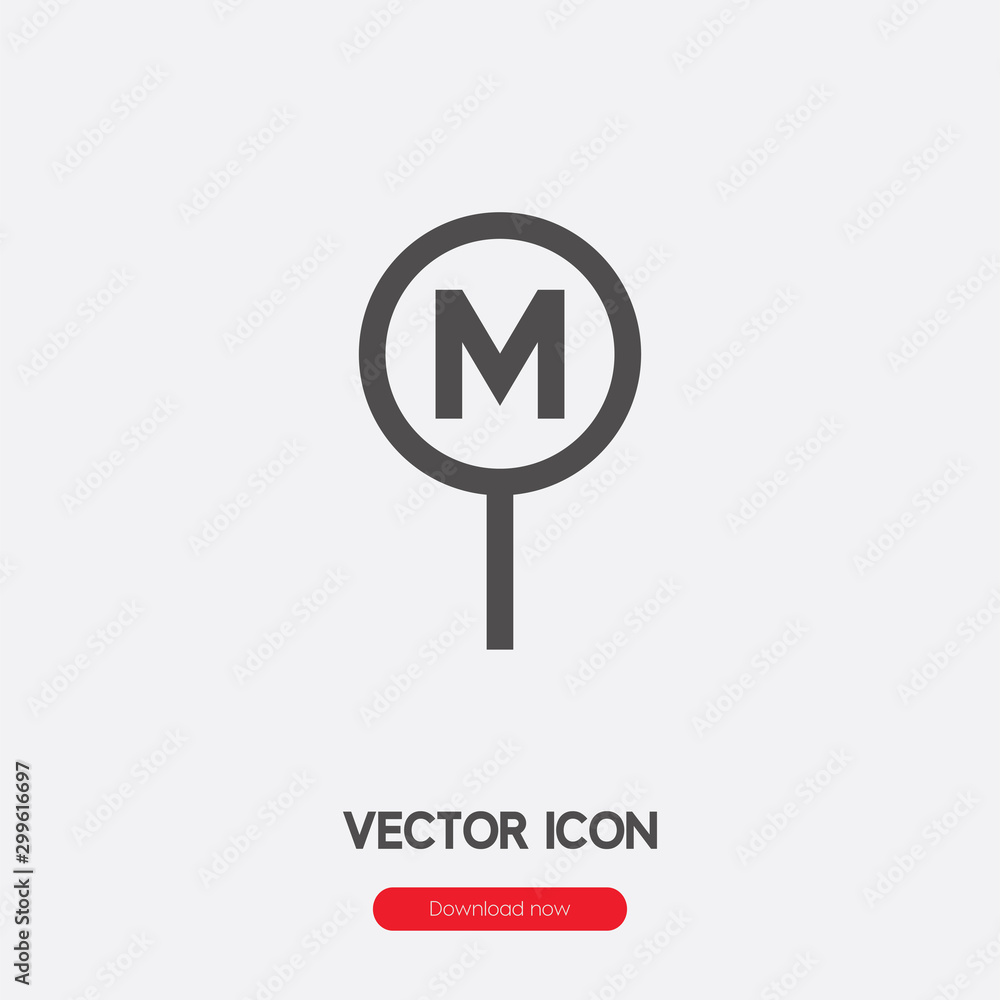 Poster metro icon vector. linear style sign for mobile concept and web design. metro symbol illustration. p