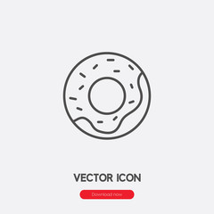 Doughnut icon vector. Linear style sign for mobile concept and web design. Donut symbol illustration. Pixel vector graphics - Vector.