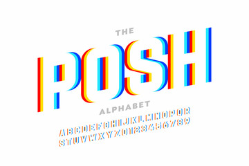 Modern font design, vibrant alphabet, letters and numbers © piai