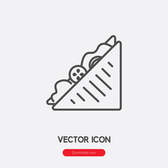Sandwich icon vector.  Linear style sign for mobile concept and web design. Sandwich symbol illustration. Pixel vector graphics - Vector.