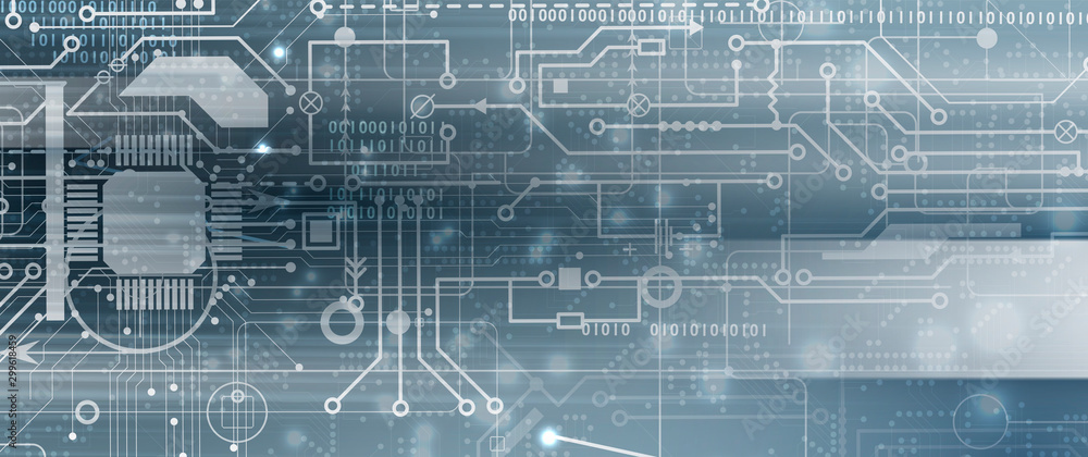 Poster Abstract circuit board futuristic technology processing background