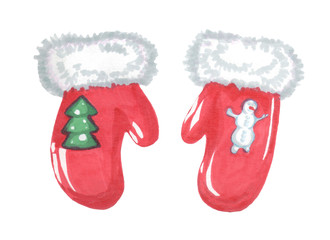christmas new year red mittens