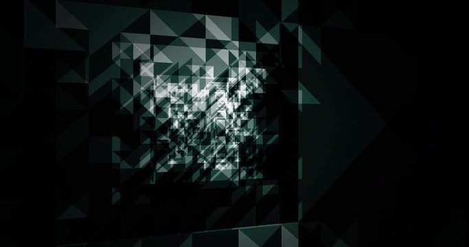 Triangonal science plexus abstract background with particle creates by noise and grainy effector and line connection between points, symmetry geometric pattern top view rotation, vertical tilting.