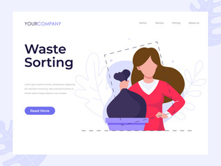 Waste Sorting page flat vector illustration concept, can be used for landing page, ui, web, app intro card, editorial, flyer, and banner.