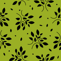 Stylized tree seamless green background. Floral ornament. © LiliyaDzyba
