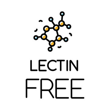 Lectin free color icon. Non-toxic, non-chemical. Fresh nutritious organic food. Product free ingredient. Healthy eating, dietary. Isolated vector illustration