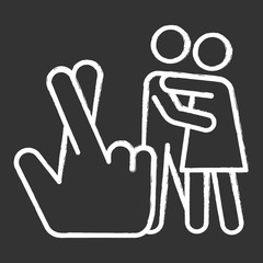 Statutory rape chalk icon. Harassment of females. Sexual activity with minor. Beyond law sex. Protecting youth from sexual exploitation. Rape by deception. Isolated vector chalkboard illustration