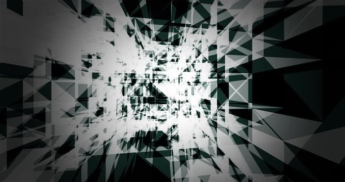 Triangonal science plexus abstract background with particle creates by noise and grainy effector and line connection between points, symmetry geometric pattern top view rotation, vertical tilting.