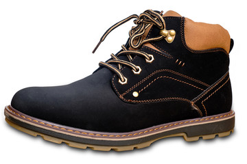 Boots on a white background closeup isolate