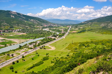 Naklejka premium Georgian Military road near Mtskheta, Georgia
