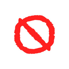 Prohibited doodle icon. Prohibition hand drawn sign.