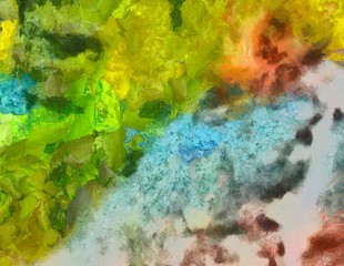 Fototapeta premium Multicolor brush strokes in oil structure. Grunge fine art mixed media texture. Artistic detailed background. Interesting designed pattern. Prints backdrop.