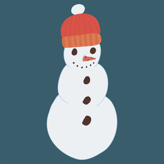 Cartoon character snowman for celebration design. Happy new year symbol. Christmas banner illustration.