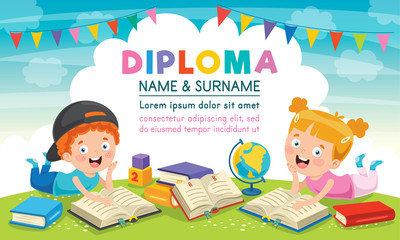 Diploma Certificate Template Design For Children Education