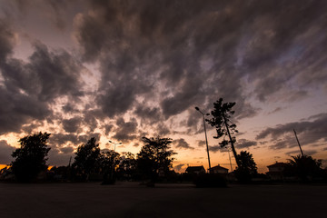 sunset over the city