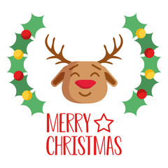 Merry christmas. Reindeer icon. Vector illustration.