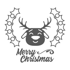Merry christmas. Reindeer icon. Vector illustration.