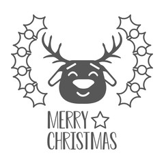 Merry christmas. Reindeer icon. Vector illustration.