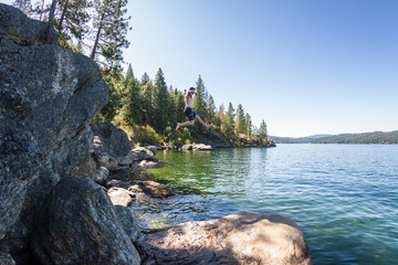 Jumping to the lake
