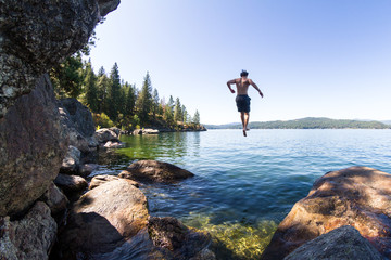 Jumping to the lake