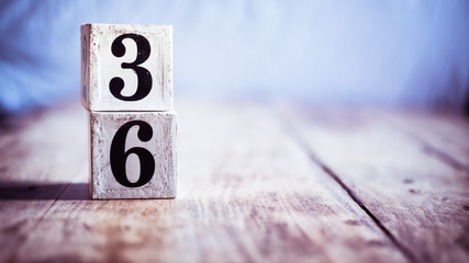 Number 36, thirty six, three and six - date, anniversary, birthday