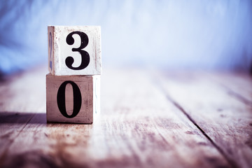 Number 30, thirty, three and zero - date, anniversary, birthday