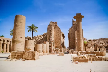 Foto op Plexiglas Het Karnak-tempelcomplex, algemeen bekend als Karnak, wat & 39 versterkte dorp& 39  betekent, bestaat uit een enorme mix van vervallen tempels, kapellen, pylonen en andere gebouwen © alipko