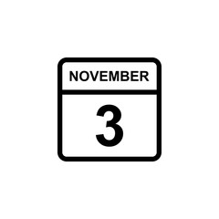calendar - November 3 icon illustration isolated vector sign symbol