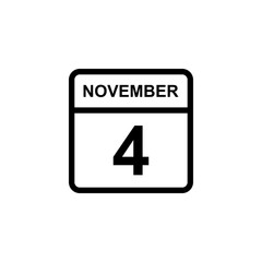 calendar - November 4 icon illustration isolated vector sign symbol