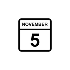calendar - November 5 icon illustration isolated vector sign symbol