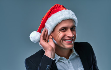 man on gray background new year