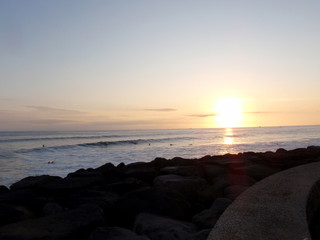 Fototapeta na wymiar Sunset over Rocky coast of Kakakoo Park