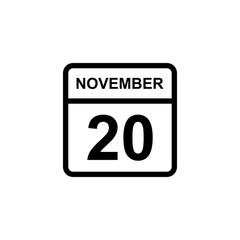 calendar - November 20 icon illustration isolated vector sign symbol