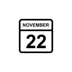 calendar - November 22 icon illustration isolated vector sign symbol
