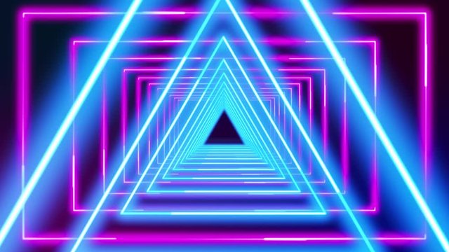 Abstract geometric background fluorescent ultraviolet light glowing neon lines moving pattern modern illumination 4k animation