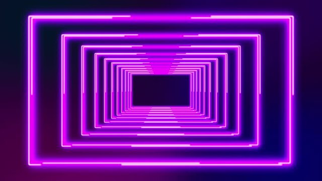 Abstract geometric background fluorescent ultraviolet light glowing neon lines moving pattern modern illumination 4k animation