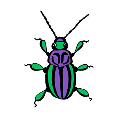 Hand drawn vector beetles set. Black and white insects for design, icons, logo or print. Drawn with dots.