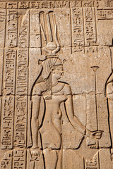 Goddess Isis on the relief in temple of Kom Ombo, Egypt