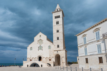 Fototapeta na wymiar West front of Trani Cathedral, Roman Catholic cathedral dedicated to Saint Nicholas the Pilgrim in Trani, Apulia, Italy.
