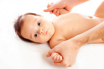 Hand massage for a two month old baby
