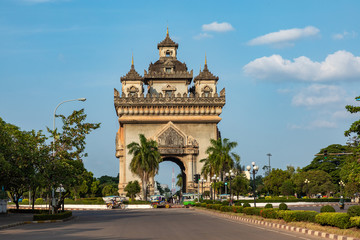 Fototapeta na wymiar Patuxay ( Victory Gate ) Monument in Vientiane, Laos.