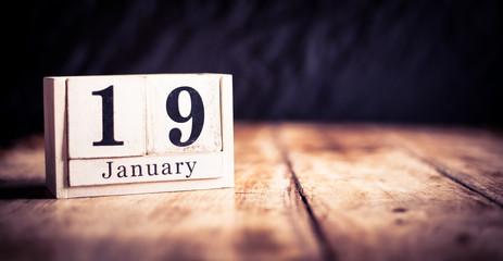 January 19th, 19 January,  Nineteenth of January, calendar month - date or anniversary or birthday