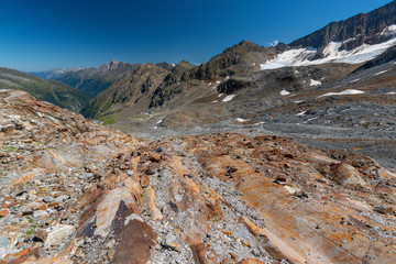 Mountain panorama from the Top of Tyrol, Stubai Glacier, Austria.