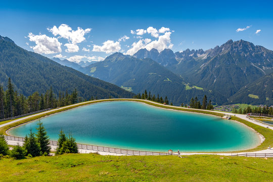 One of the man made lakes near Serles Park next to the mountain station, Mieders, Austria.