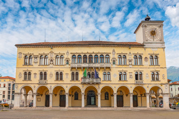 Fototapeta na wymiar Medieval town hall at the historic centre of Belluno, Italy.