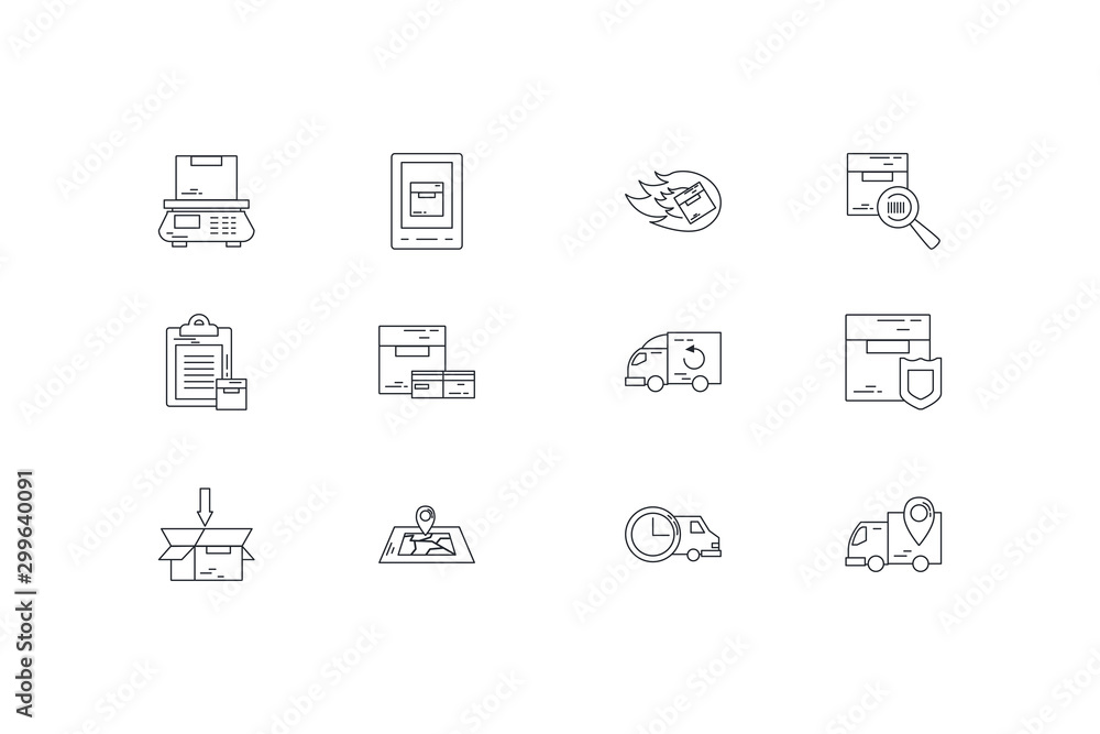 Poster isolated delivery icon set vector design